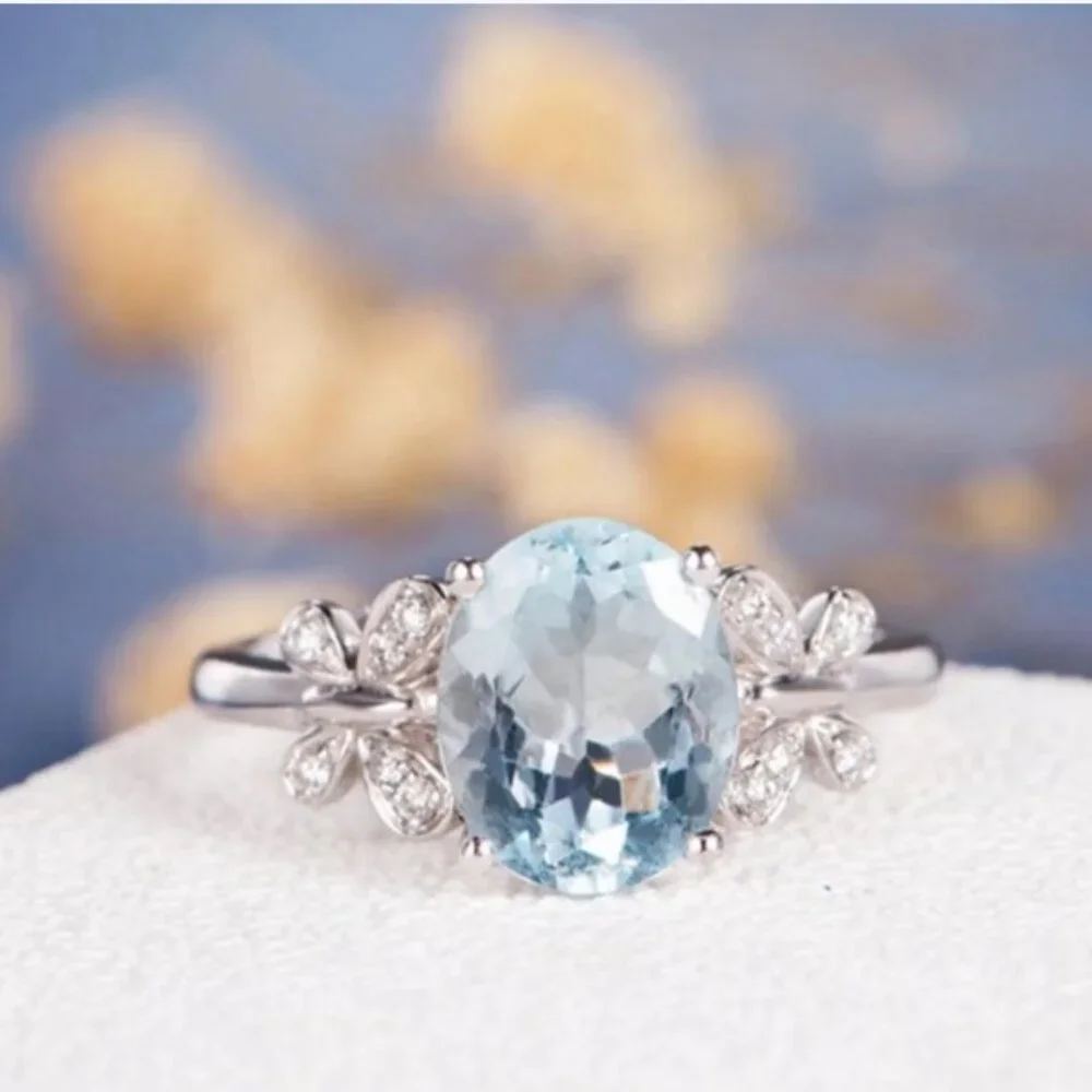 Butterfly 5 carat Aquamarine Ring 925 silver Nwt - Picture 2 of 12